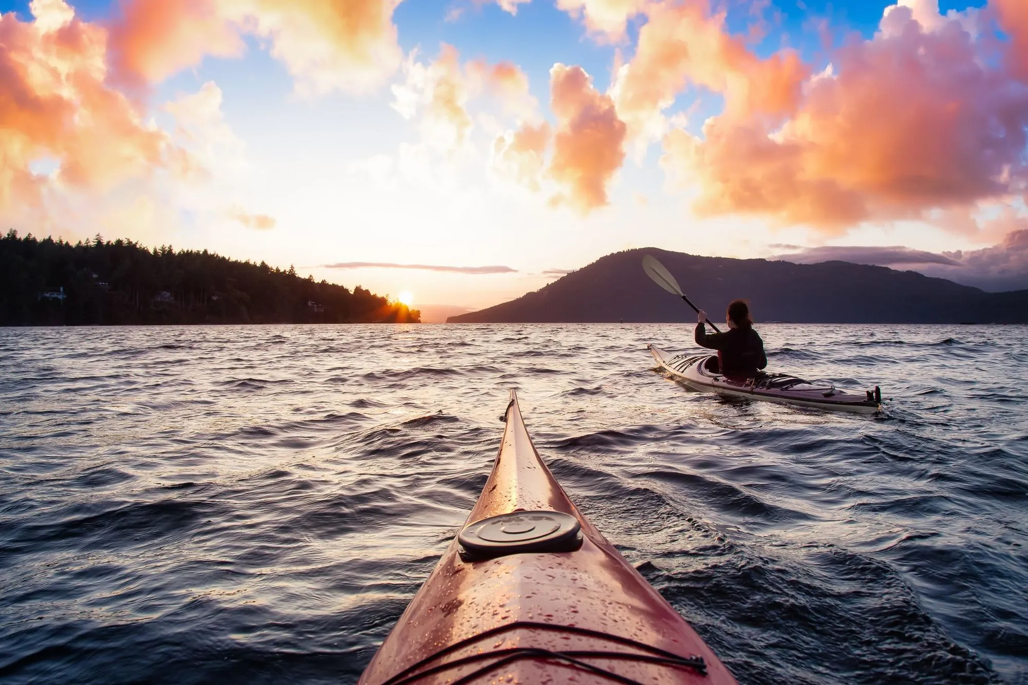 kayaking in the ocean